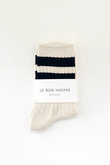 Her Varsity Socks Cream Black