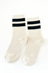 Her Varsity Socks Cream Black
