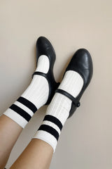 Her Varsity Socks Cream Black