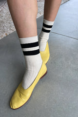Her Varsity Socks Cream Black