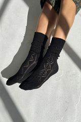 Modal Eyelet Socks Jet Black