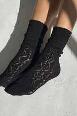 Modal Eyelet Socks Jet Black