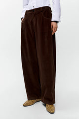 Corduroy Baggy Pants Brown