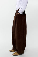 Corduroy Baggy Pants Brown