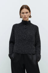 Baby Alpaca Polo Sweater Anthracite