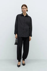 Flecked Cotton Pants Anthracite