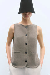 Boat Neck Waistcoat Taupe