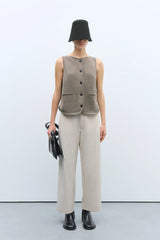 Boat Neck Waistcoat Taupe