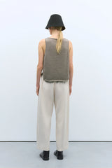 Boat Neck Waistcoat Taupe