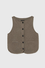Boat Neck Waistcoat Taupe