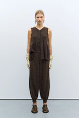 Flecked Cotton Pants Brown