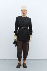 Flecked Cotton Pants Brown