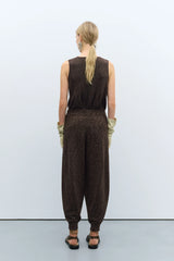 Flecked Cotton Pants Brown