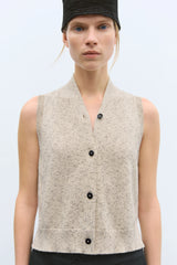 Flecked Cotton Vest Natural