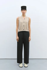 Flecked Cotton Vest Natural