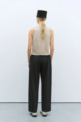 Flecked Cotton Vest Natural