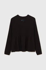 Merino Cashmere Peplum Top Brown.