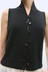 Merino Wool Waistcoat Black