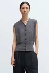Flecked Cotton Waistcoat Grey