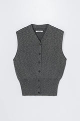 Flecked Cotton Waistcoat Grey