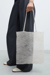 Handmade Beaded Tote Bag Silver
