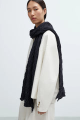 Merino Wool Gathered Wrap Anthracite