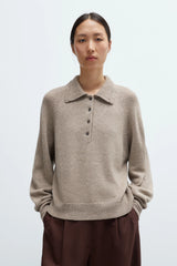 Merino Wool Polo Sweater Taupe