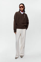 Speckled V-Neck Sweater