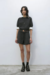 Heather Cotton Shorts Charcoal