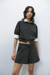Heather Cotton Shorts Charcoal