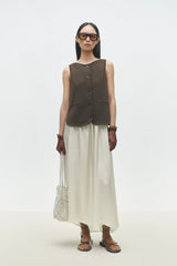 Boat-Neck Waistcoat Brown