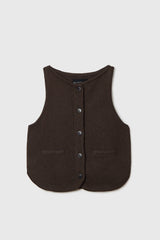 Boat-Neck Waistcoat Brown