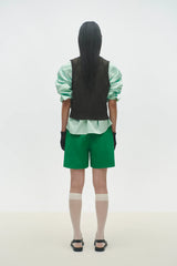 Checkered Cotton & Cashmere Waistcoat Dark Moss