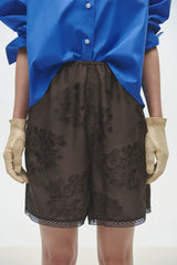 Jacquard Bermuda With Lace Dark Brown