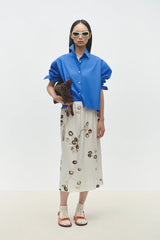 Printed Long Skirt With Lace