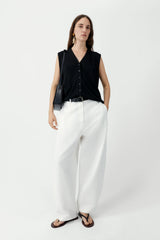 Cotton & Linen Curved Pant White