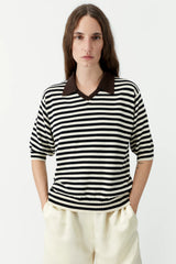 Organic Cotton Striped V-Neck Polo