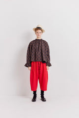 Brown Navy Dot Blouse