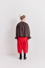 Brown Navy Dot Blouse