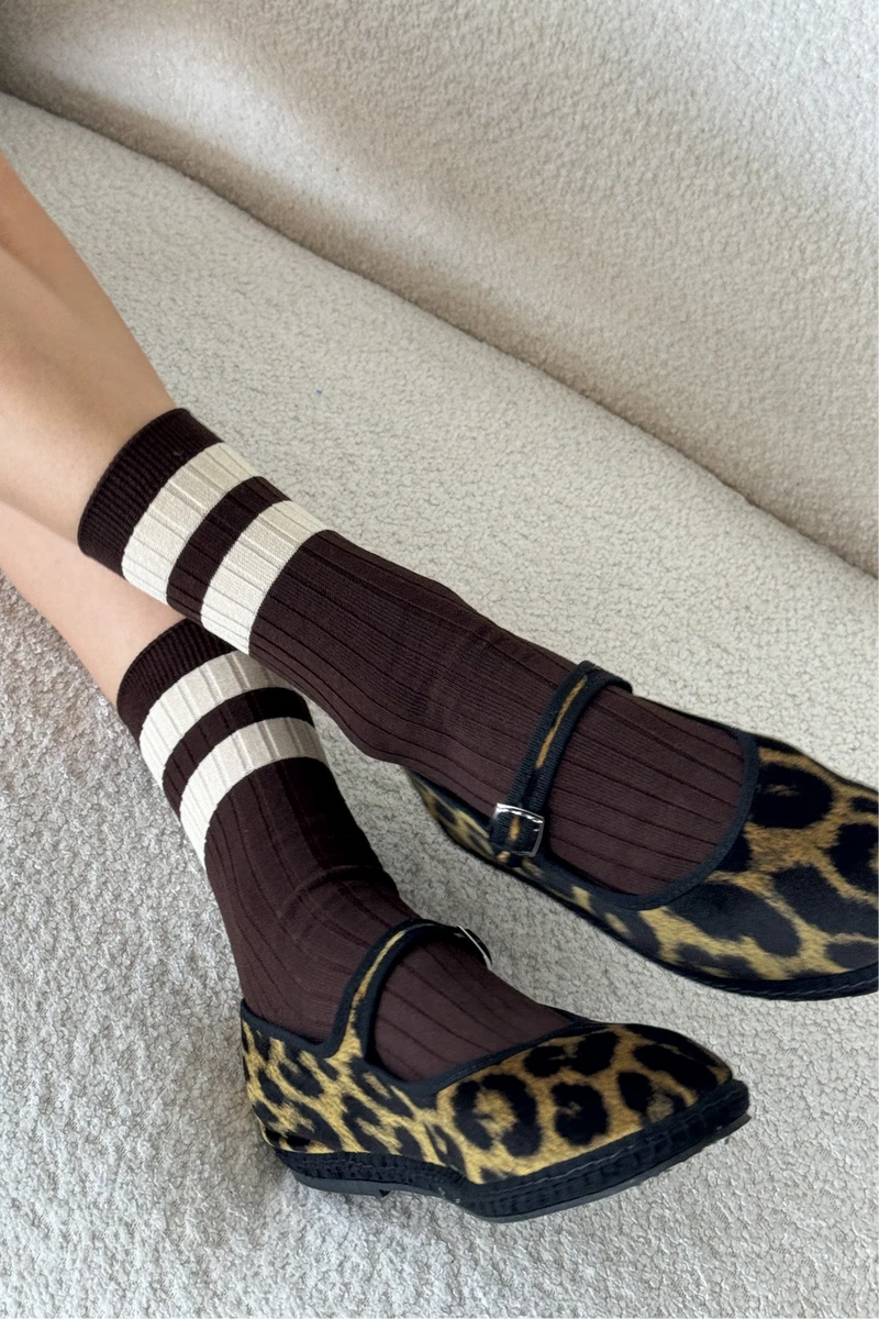 Her Varsity Socks Espresso
