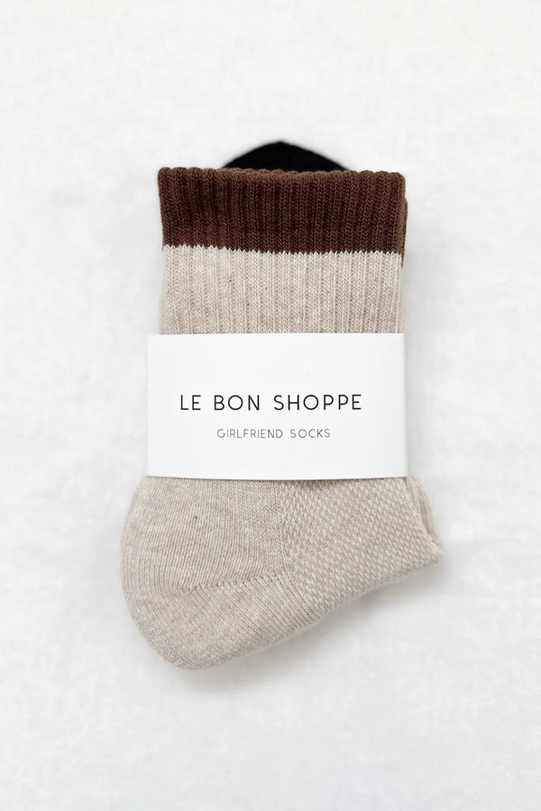 Colour Blocked Girlfriend Socks Black/Coffee