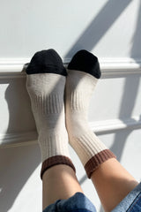Colour Blocked Girlfriend Socks Black/Coffee