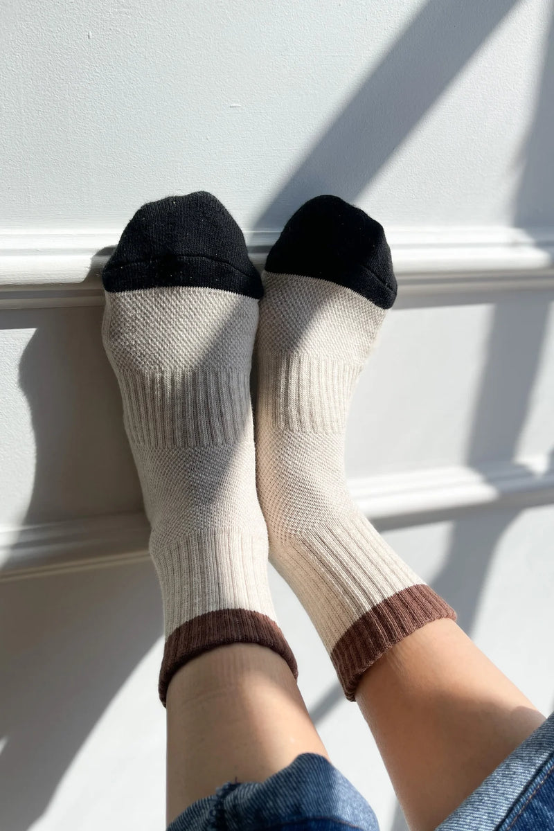 Colour Blocked Girlfriend Socks Black/Coffee