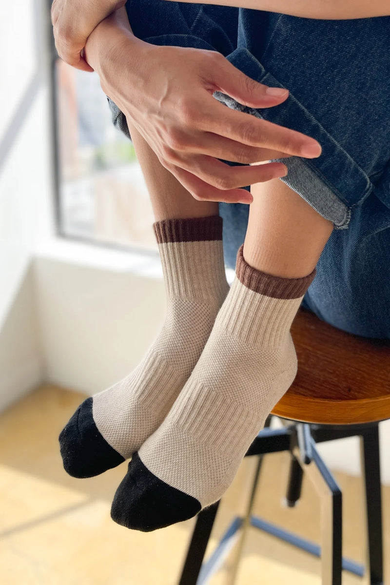 Colour Blocked Girlfriend Socks Black/Coffee