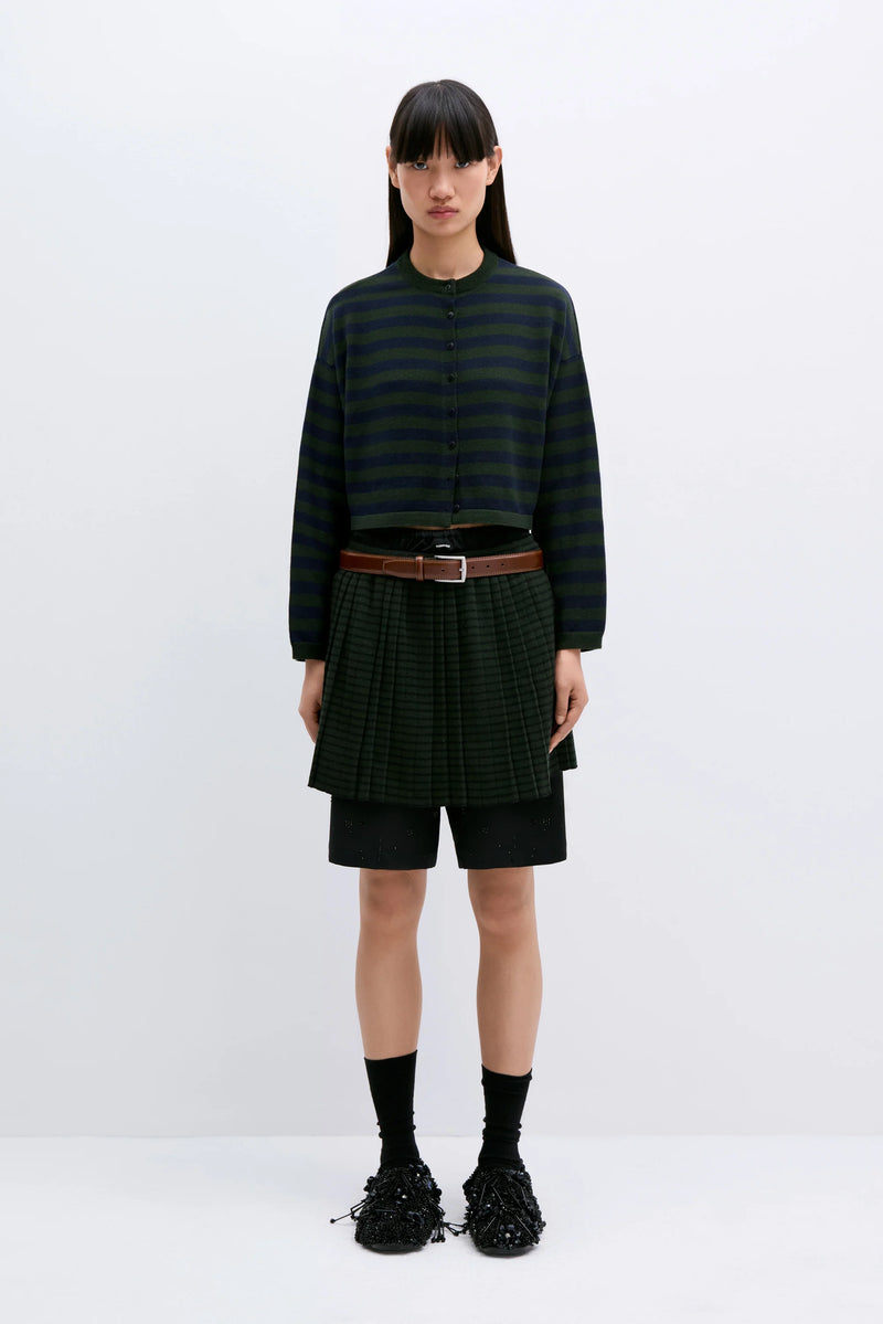 Merino Wool Striped Mini Skirt