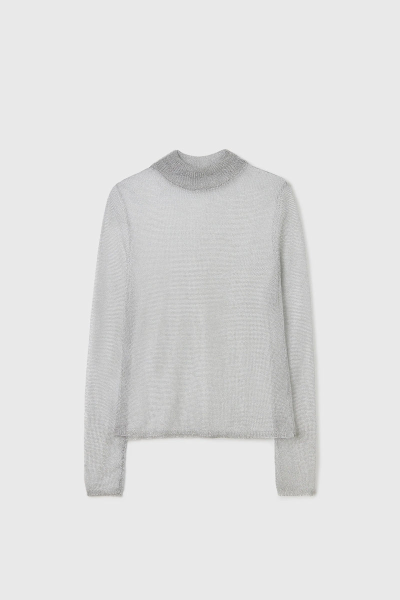 Mesh Turtleneck Sweater