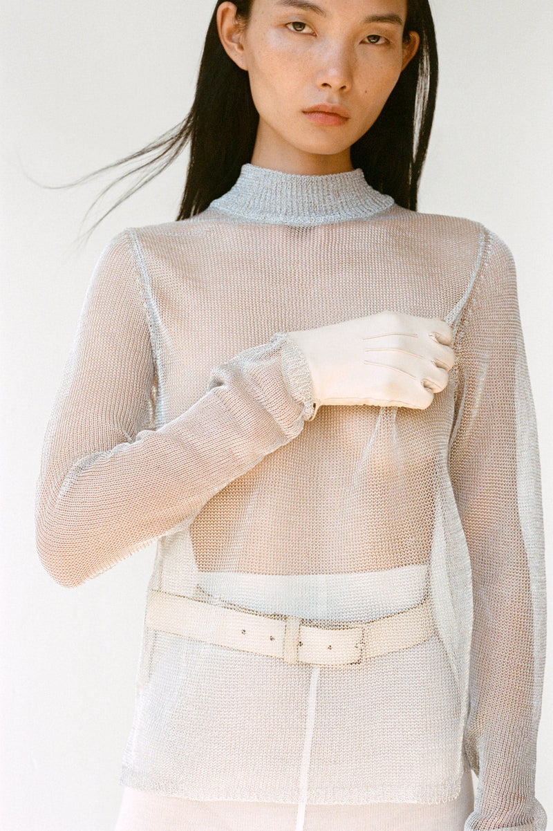 Mesh Turtleneck Sweater