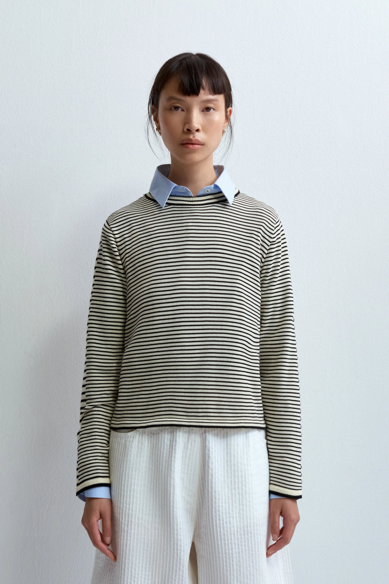 Cotton Striped Long Sleeve T-shirt