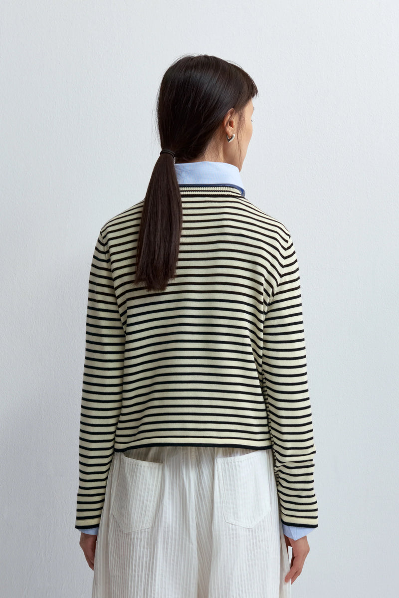 Cotton Striped Long Sleeve T-shirt