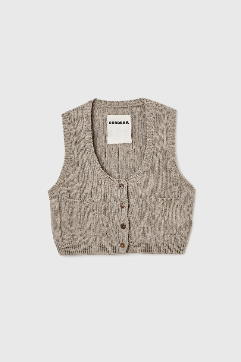 Heather Cotton Waistcoat Taupe